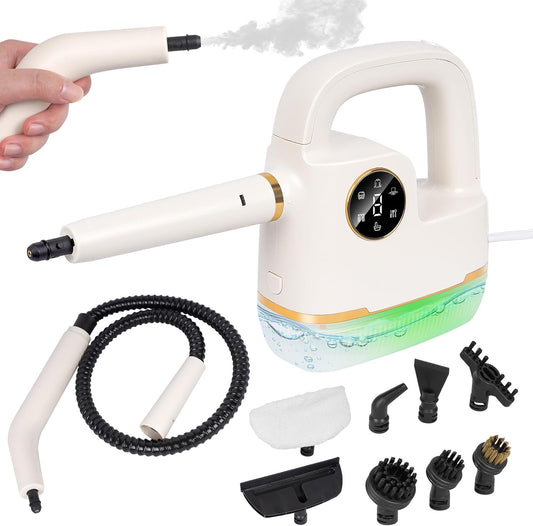 Handheld Steam Cleaner [One Click Clean] Steamer for Cleaning 10-in-1 High Pressure Steam Cleaner for Home/Car Detailings/Fabric etc. Separate Design|Digital Display|Two Cleaning Methods