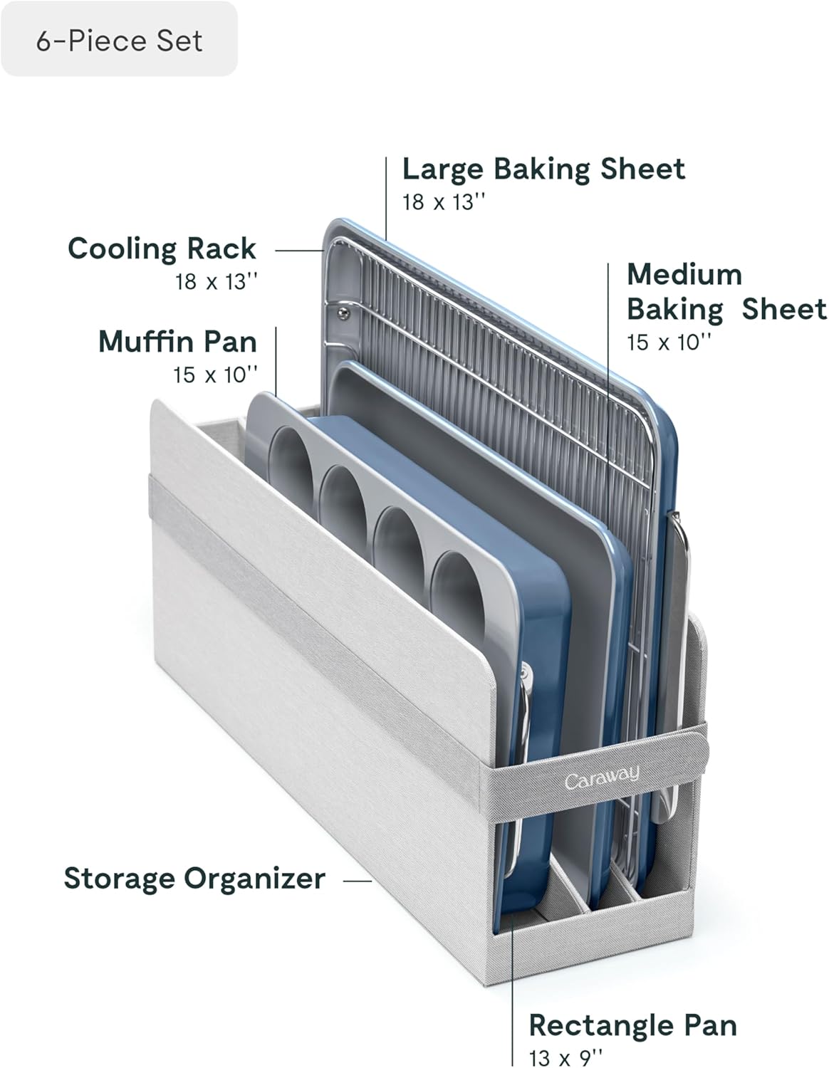 Caraway Nonstick Ceramic Bakeware Set (5 Pieces) - Baking Sheets, Assorted Baking Pans & Storage - Aluminized Steel Body - Non Toxic, PTFE & PFOA Free - Slate