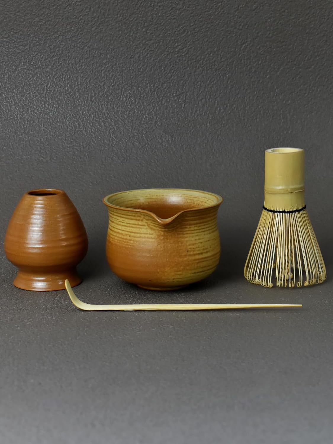 Artcome Matcha Tea Set – 4 Piece Japanese Ceremonial Kit with 9oz Ceramic Bowl with Spout, Bamboo Whisk, Scoop, Whisk Holder & Tea Manual – Traditional Matcha Starter Kit for Daily Use