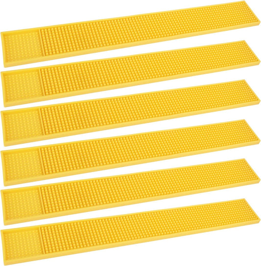 6 Pack Rubber Bar Mats, 24" x 3.15" Yellow Bar Service Spill Mat for Countertop Bartending, Efficient and Stylish Solution