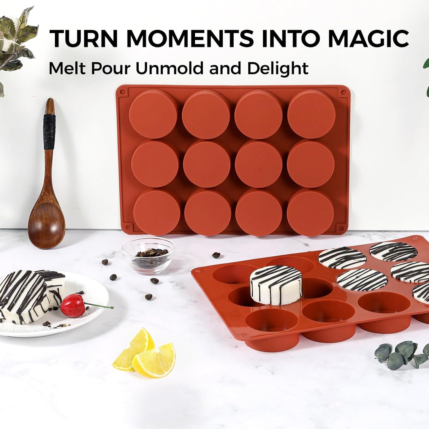 Oreo Silicone Molds 2 PCS, 12 Cavity Cylindrical Chocolate Covered Oreos Cookie Mold, Baking Mold for Oreo, Chocolate, Cookie, Candy, Mini Cake, Jelly