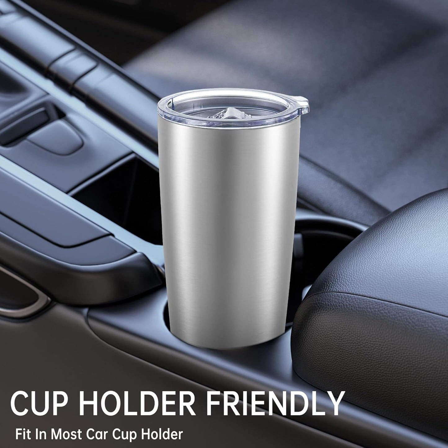 20 oz Tumblers Bulk Stainless Steel Tumbler with Lid Double Wall Vacuum Insulated Coffee Mug 20oz Powder Coated Cup for Hot and Cold Drinks, Stainless, 12 pack