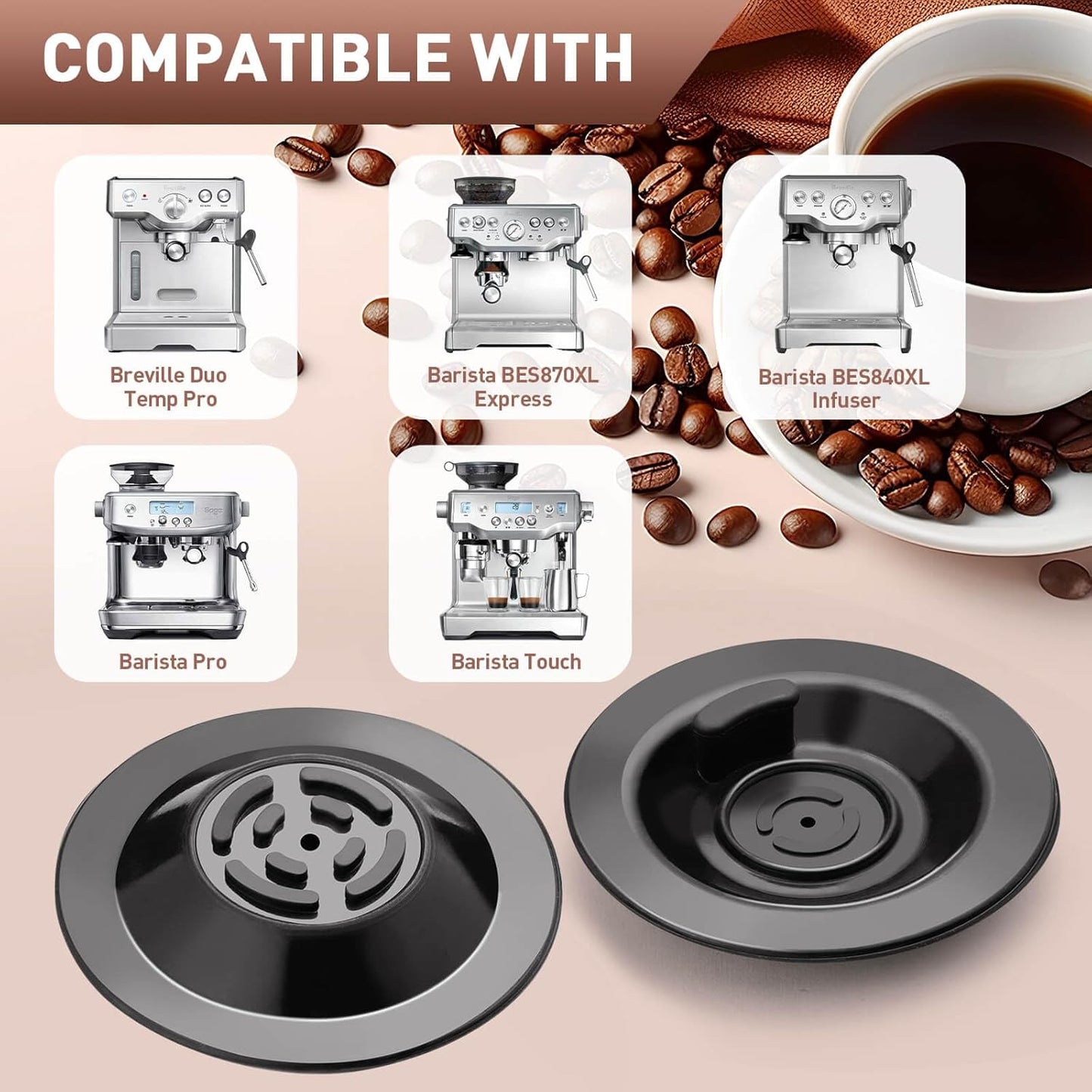 2PCS Espresso Cleaning Disc, 54mm Breville Backflush Disc, Durable Silicone Disc Breville Accessories Suitable for BES810BSS, BES840XL, BES878BSS, BES880, BES870XL