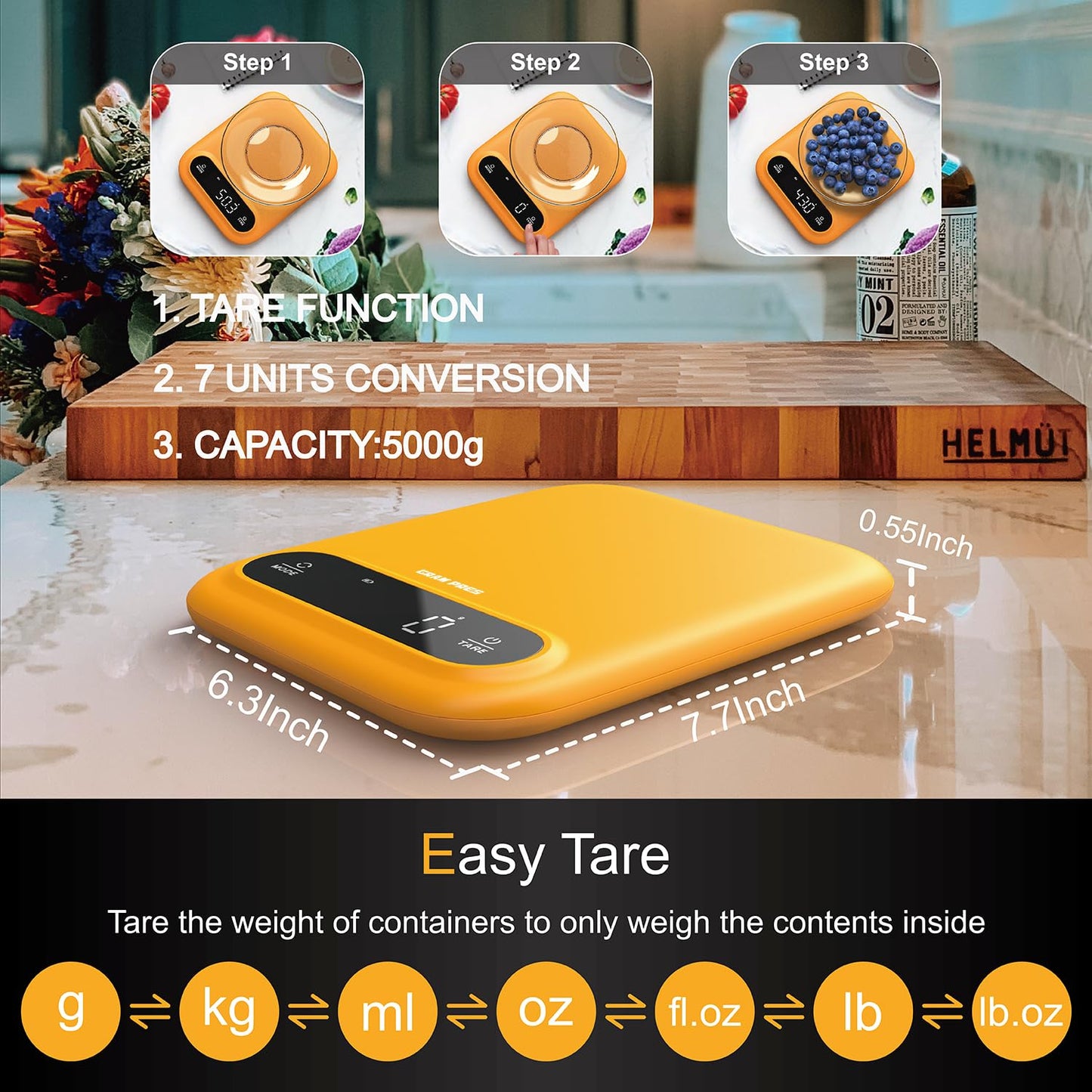 Digital Food Scale 11lb/0.01oz, Kitchen Scales Digital Weight Grams and Oz for Weight Loss, Baking and Cooking,LED Display