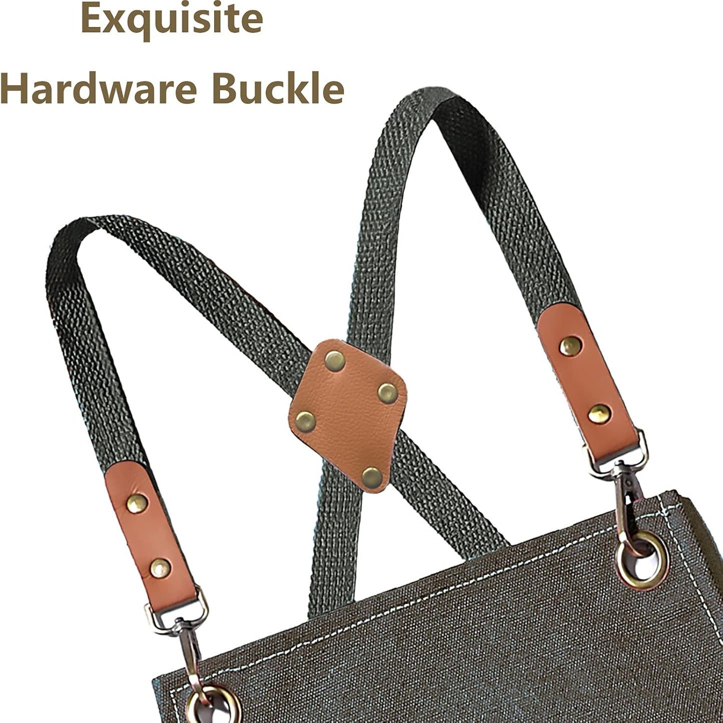 AFUN Chef Aprons for Men Women with Large Pockets, Cotton Canvas Cross Back Heavy Duty Adjustable Work Apron, Size M to XXL (Greygreen)