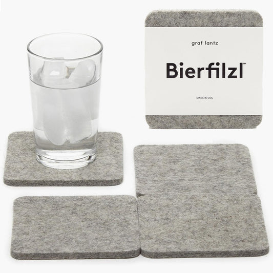 Graf Lantz - Bierfilzl Merino Wool Square Coasters Set of 4 - Granite (4"x4"x5mm) - Absorbs 30% of Weight - Natural German Wool - Heat Resistant, Sustainable, Reusable - Home Decor, Coffee Table Decor