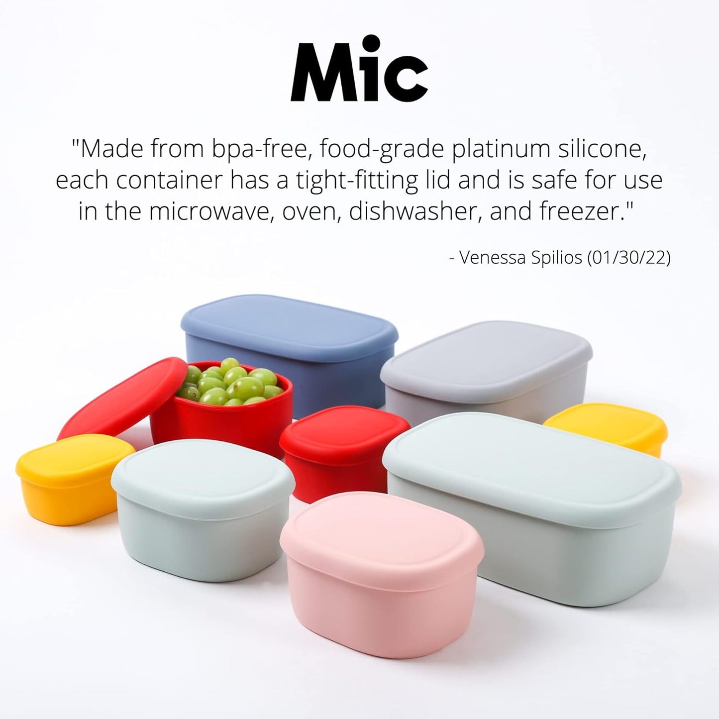 BLUE GINKGO Nesting Silicone Containers - Large Silicone Food Storage Container | BPA Free, Airtight, Dishwasher and Freezer Safe (47.5 oz) - Pink