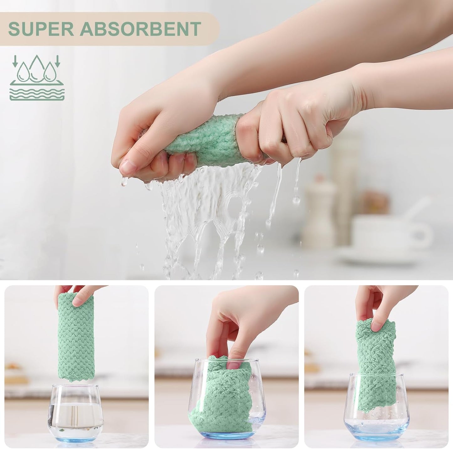 Homaxy 12 Pack Kitchen Dish Cloths, Ultra Soft and Absorbent Dish Towels, Reusable Fast Drying Microfiber Cleaning Cloth, Coral Velvet No-lint Cleaning Rags, 10 x 10 inches, Mix Color