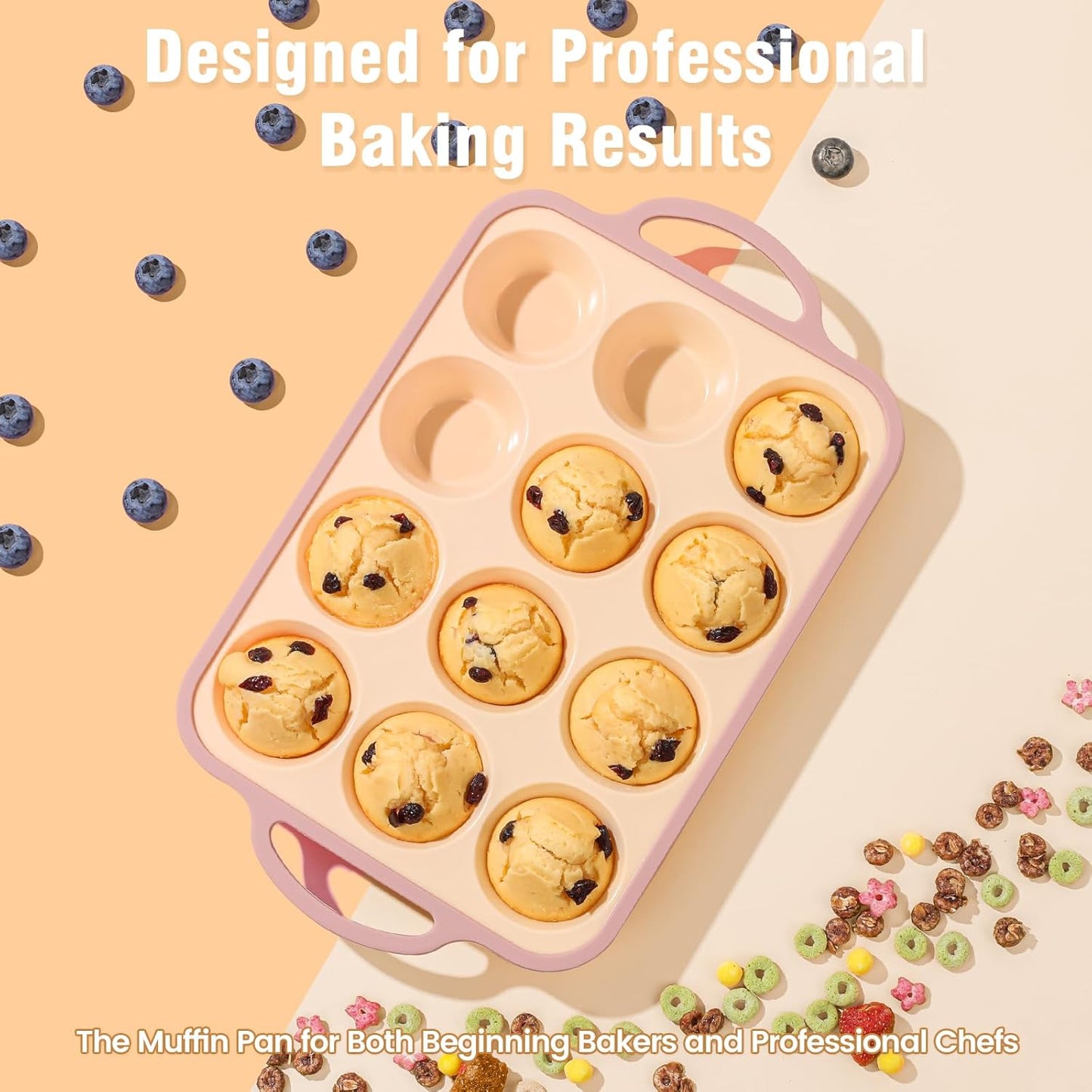 Silicone Muffin Pans for Baking 1 Pack, 2.6 Inch with Metal Reinforced Frame, Regular Size Nonstick Silicone Cupcake Pan for Baking Homemade Muffins, Cupcakes, Dishwasher Safe BPA Free-Yellow