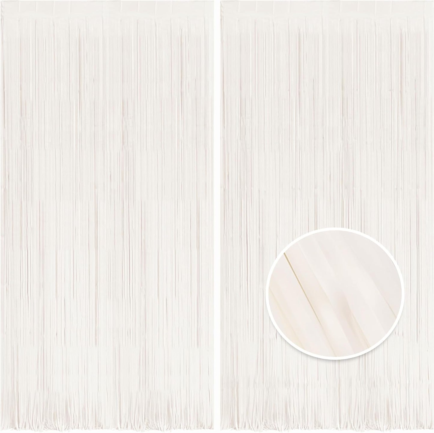 BRAVESHINE Tinsel Photo Backdrop Curtains - 2 Pack 3.2x8.2ft White Foil Fringe Streamer Curtain for Halloween/Boo Day/Valentine’s/Birthday/Christmas/Engagement/Bridal Shower Party Supplies Decorations