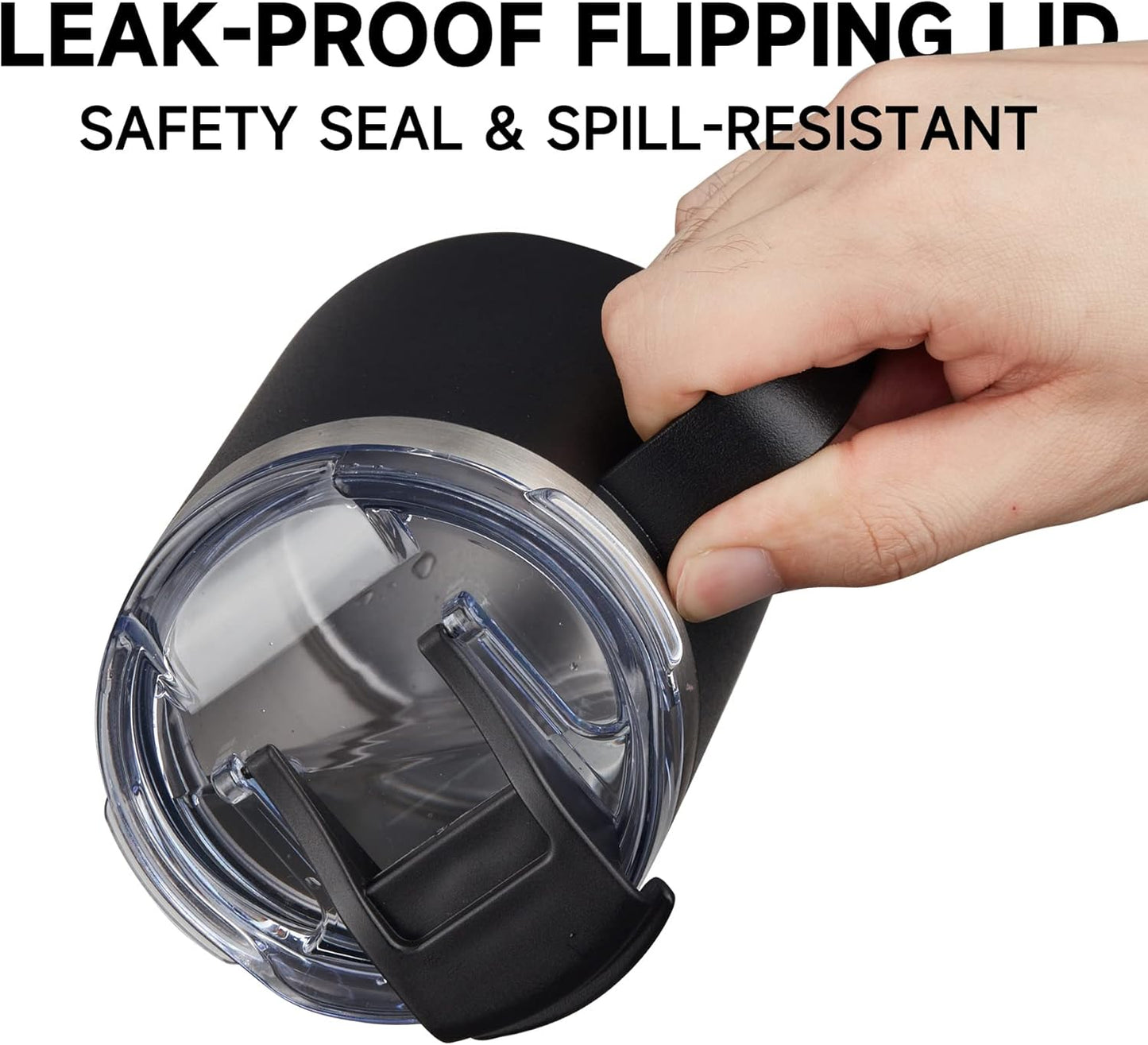 ALOUFEA 12oz Stainless Steel Insulated Coffee Mug with Handle, Double Wall Vacuum Tumbler Cup with Fliping Lid, Red, 4 Pack