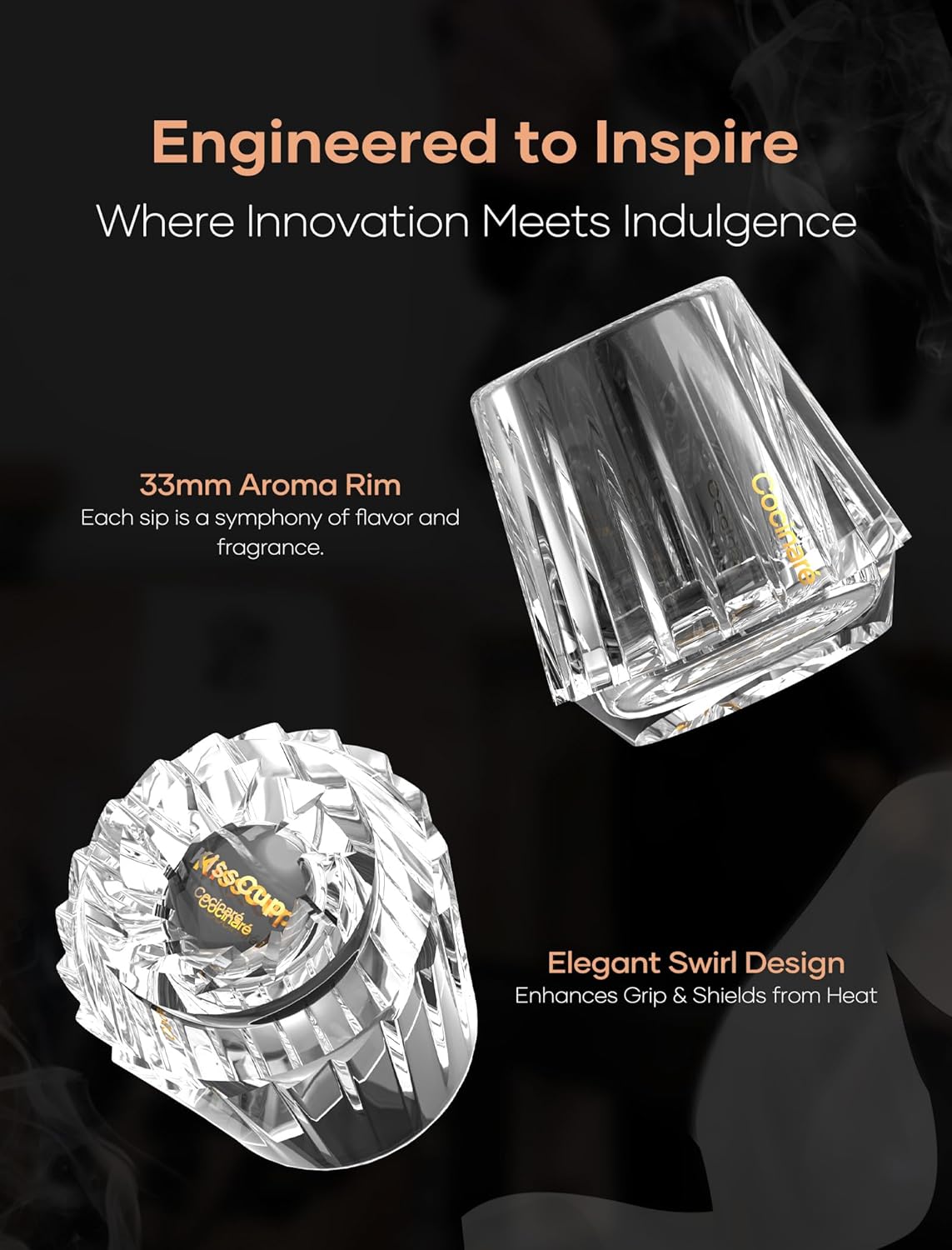 Cocinare Espresso Cups Set of 2, Crystal Clear Espresso Shot Glasses, Ideal Small Demitasse Cups for Pour Over Coffee Maker and Cortado, Essential Coffee Bar Accessories, Gift for Lovers, 1.5 OZ