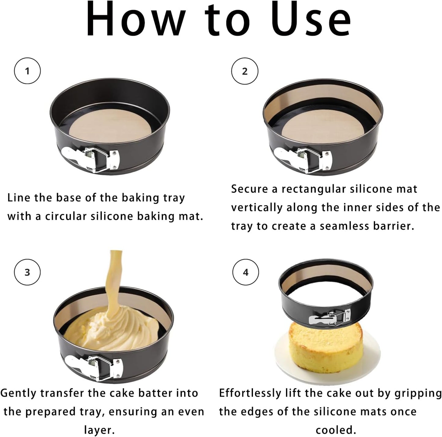 Silicone Baking Mat 9-Inch Nonstick & Reusable, Dishwasher/Oven Safe Cookie Sheet Protector for Cheesecakes, Cookies, Pizza, Bread, Macarons & Pastries (2 Set)