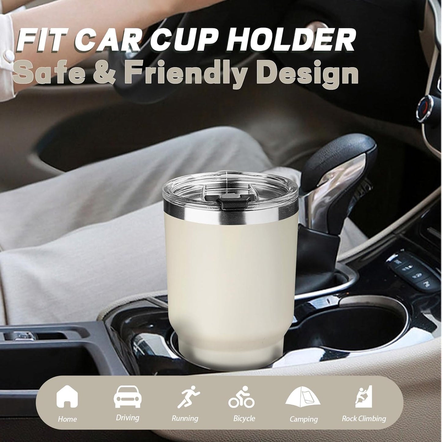 30 oz Tumbler with Lids and Straws, Stainless Steel Insulated Coffee Tumbler, Double Wall Vacuum Insulated Travel Mug Cup, Leakproof Thermal Coffee Cup for Hot and Cold Drinks (Cream)