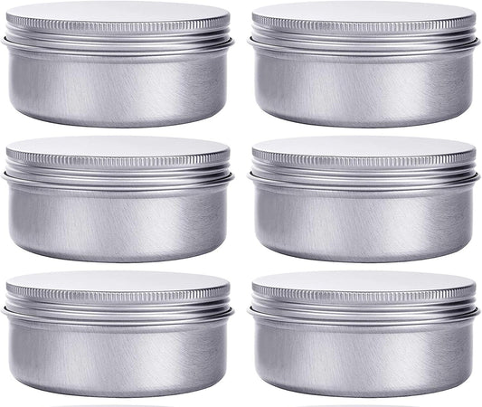 6 Ounce Aluminum Cans 180 mL Screw Lid Metal Storage Tins Containers for Storing Spices, Candies, Lip Balm, Candles, 6 Pcs.