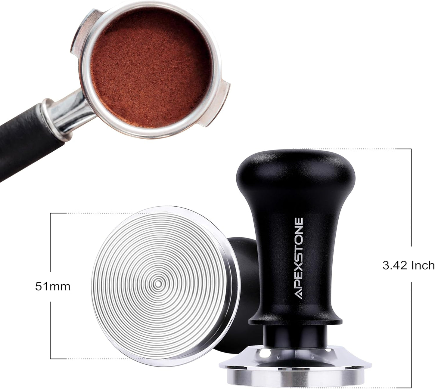 Apexstone Espresso Tamper 51mm Spring Loaded, Coffee Tamper Spring Loaded 51mm, Calibrated Espresso Tamper 51mm