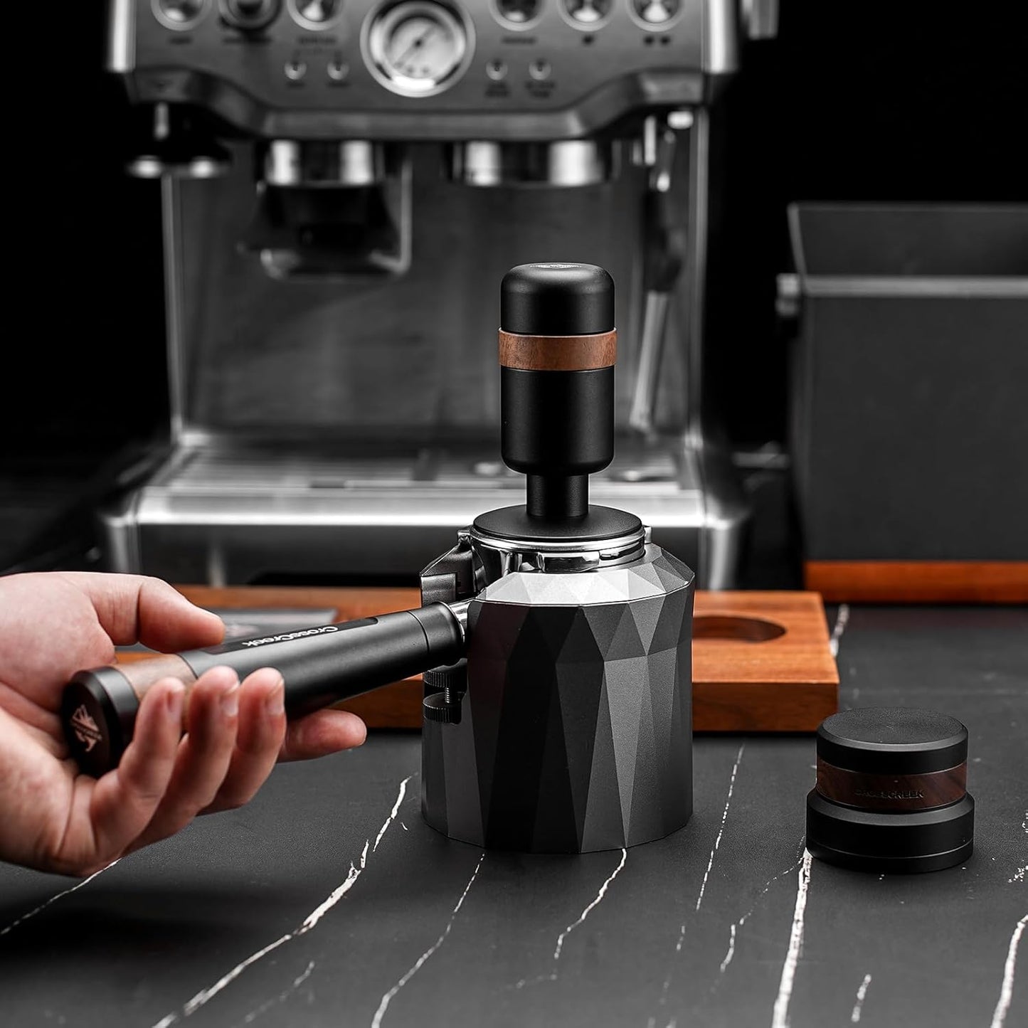 53.3mm Coffee Tamper | Calibrated Espresso Tamper with Spring Loaded | Barista Tamper with 30lbs, Stainless Steel Base and Black Aluminum Handle | Barista Home Coffee Espresso Accessories