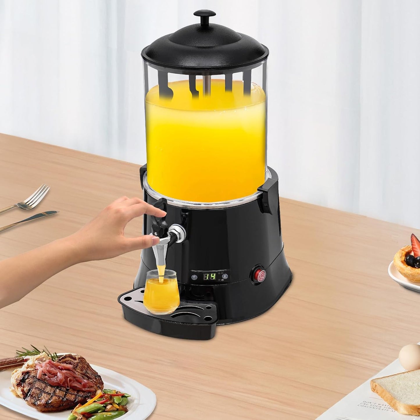 10L Commercial Hot Chocolate Machine Maker,110V Hot Chocolate Melting Machine,Temperature Adjustable Hot Beverage Warmer Dispenser for Chocolate Coffee Milktea (Black)