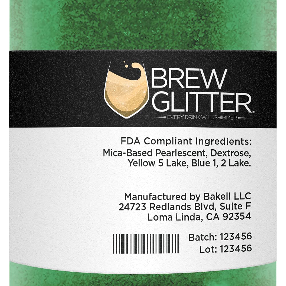 Brew Glitter - Green (50g 1x Jar) | Edible Glitter for Cocktails, Mocktails and Beverages
