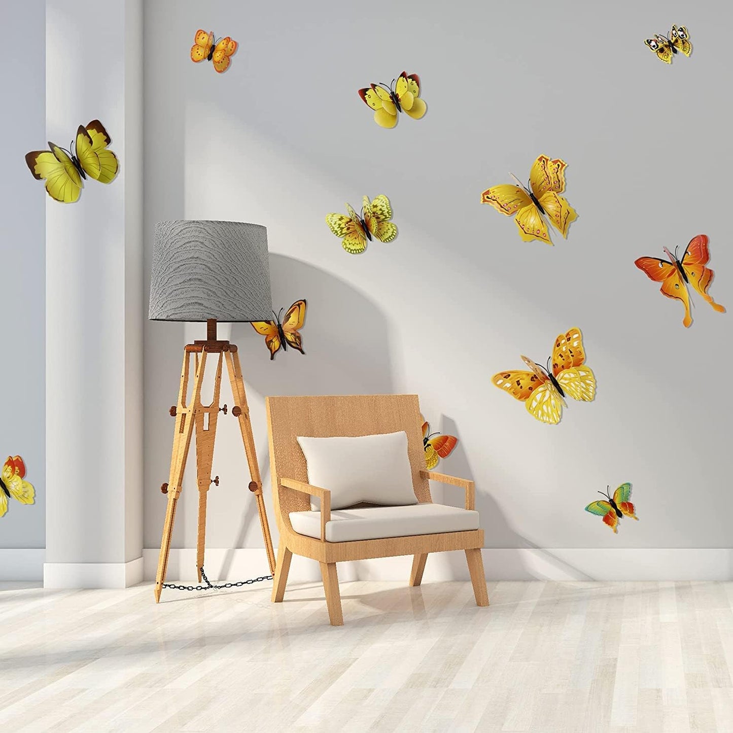 Butterfly Wall Decor 24/48 PCS, 3D Butterflies Stickers for Party Decorations with Magnets (Gold, 48)