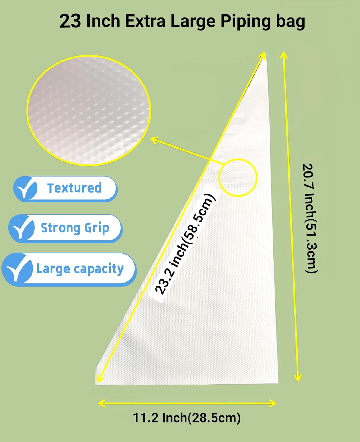 XXL 23 Inch Extra Large Piping Bags 200 Pack - Disposable Pastry Bags - Thick Anti-Burst Pastry Icing Frosting Piping Bags For Decorating Cupcakes Cakes Cookies (Large 23 Inch-200 Pack)