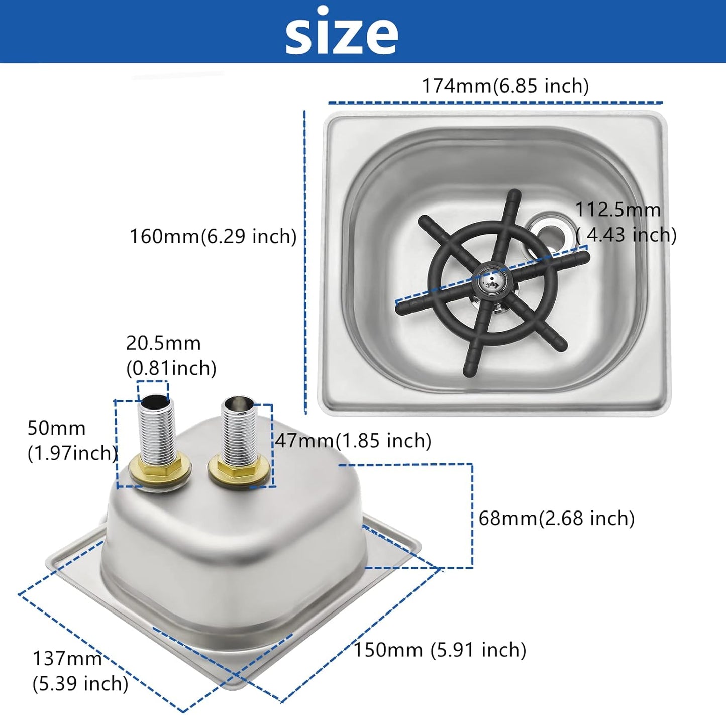 DIBTSA Pitcher Rinser, Automatic Glass Cup Washer, Stainless Steel Coffee Milk Tea Cup Cleaner, for Home Kitchen Hotel Bar Restaurant (6.9x6.3x2.6 Inch)
