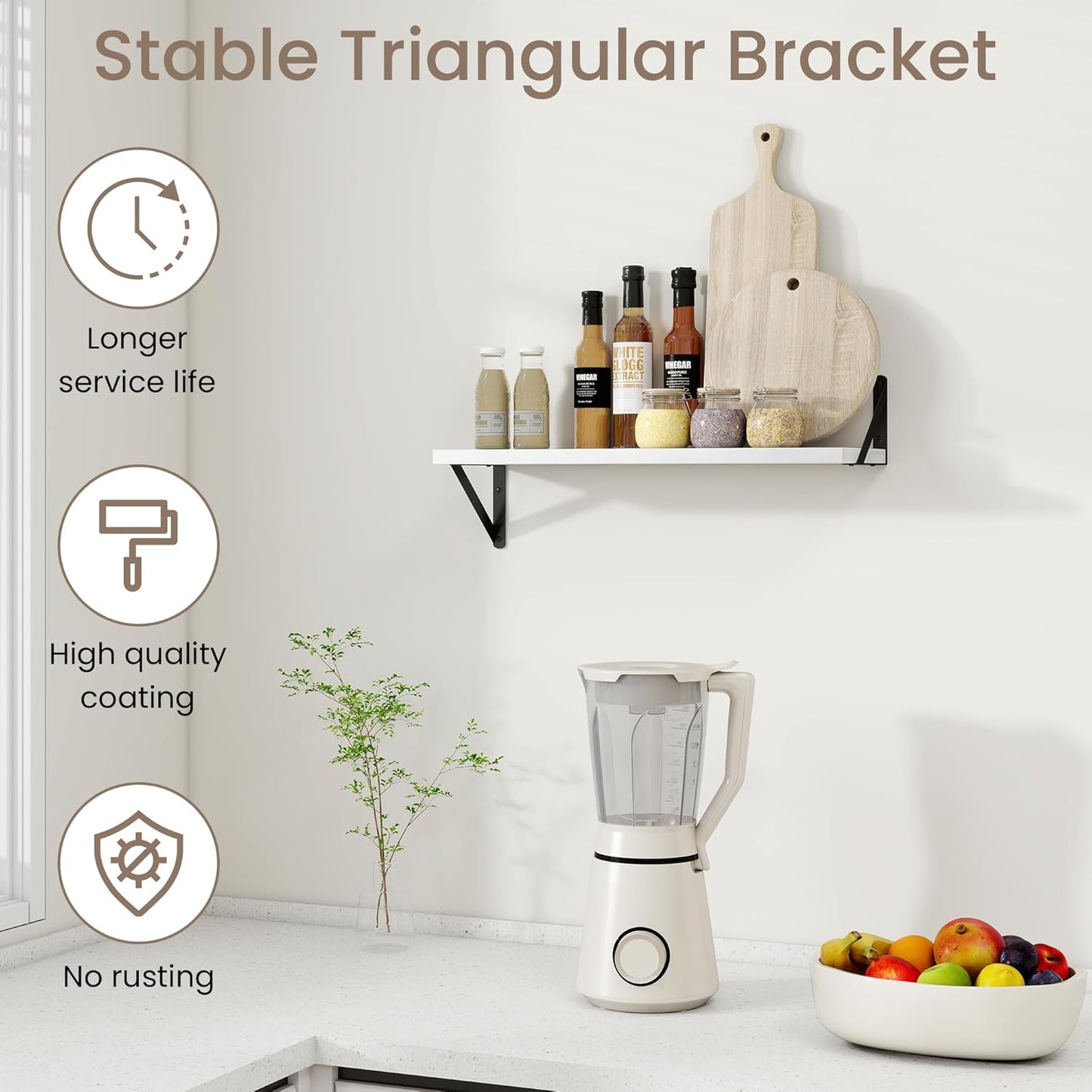 Dreamland Wall Shelves Long, 24W x 8D Wall Mounted Shelves Set of 2, Wide Display Ledge Shelf with Sturdy Metal Brackets for Living Room, Bathroom, Bedroom and Kitchen, White