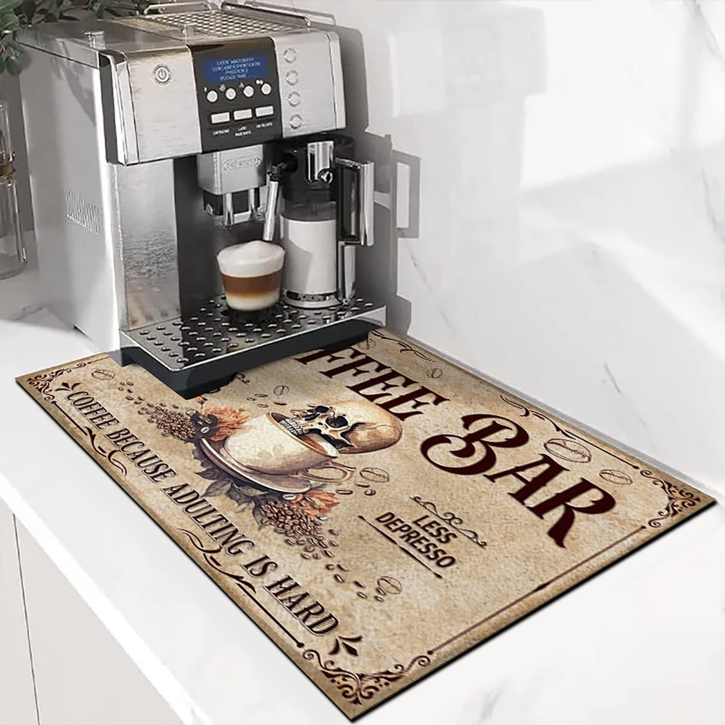 THUYPT Personalized Absorbent Coffee Mat for Counter, Coffee Drying Mat Coffee Bar Accessories, Kitchen Counter Coffee Maker Coffee Station Decoration (04)