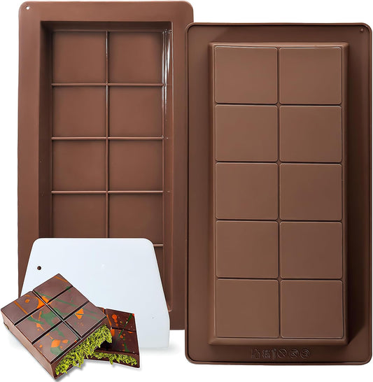 2 Pack Deep Dubai Chocolate Bar Molds, 1 Inch Silicone Chocolate Mold, Perfect for Homemade Chocolate Bar Pistachio with Scraper