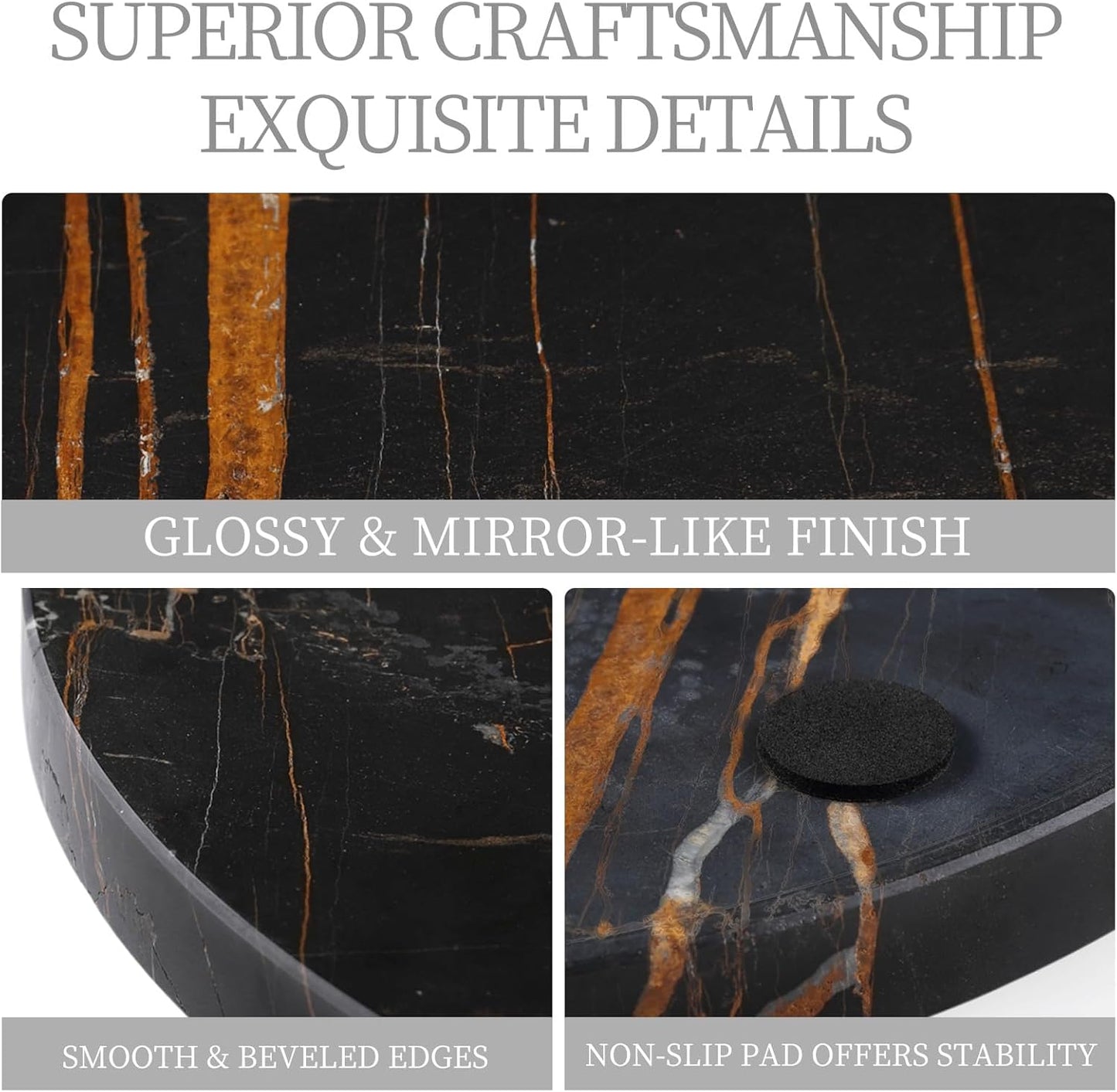 Koville Natural Marble Cutting Board for Kitchen, 11inch Round Hand Crafted Marble Slab for Cheese, Charcuterie, Pastry Board - Wedding Gift, House Warming Gift(NOIRAZIZA)