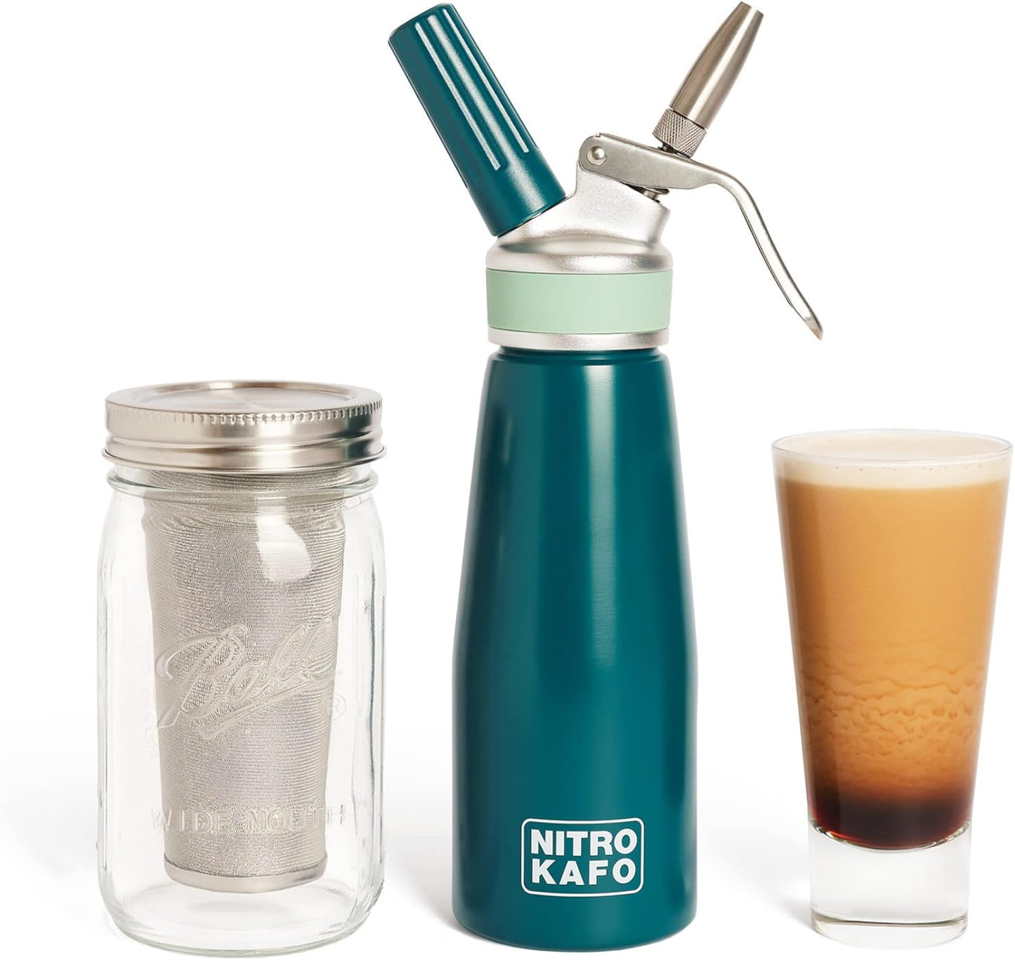0.5L Nitro Coffee Maker, Aluminum Nitro Cold Brew Coffee Maker with Special Nitro Diffuser Nozzle & Cold Brew Maker for Making Nitro Cold Brew, 1 Pint/0.5L