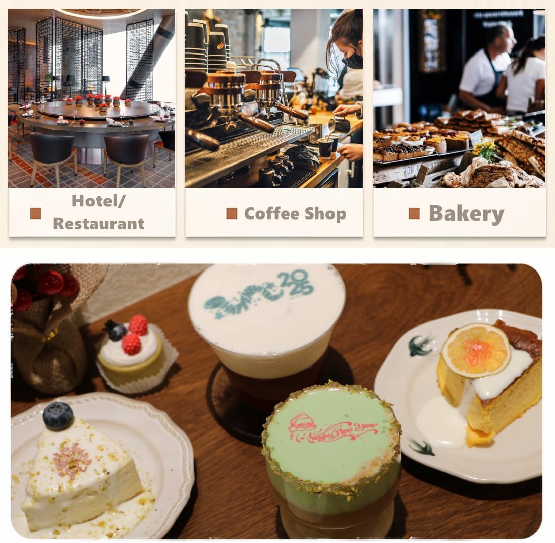 Handheld Food PrintPen Portable Mini Coffee PrintPen Latte Art Macaron Cookie DIY Design Print Pen, Christmas Gifts Bluetooth 4.2 - Brown, Red and Black 3PCS Colors