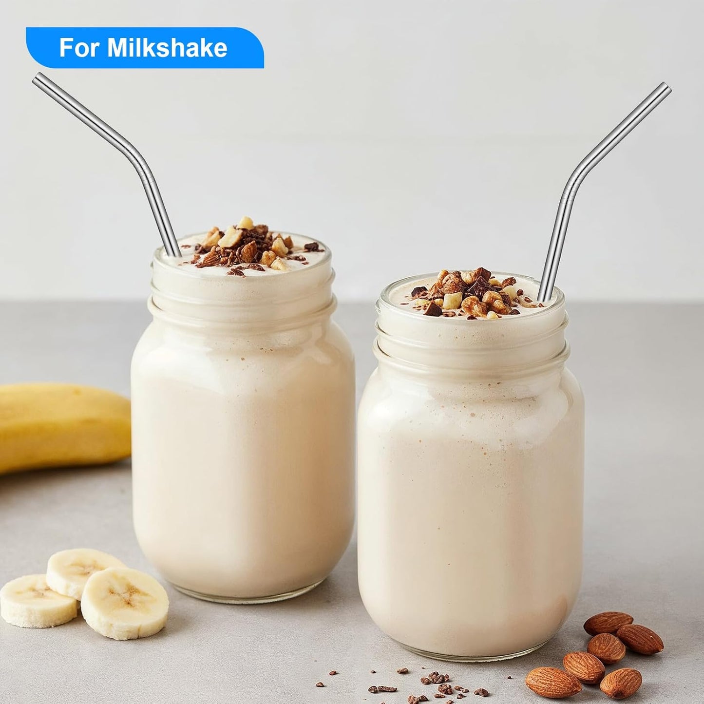 8 Pack 6 Inch Short Bent Metal Cocktails Straws, Stainless Steel Straws with 2 Cleaning Brush Portable Reusable Drinking Straw for Coffee Mugs Small Glasses Cups