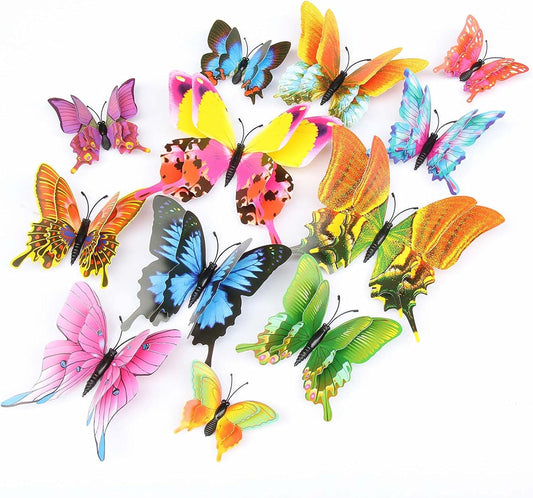 Butterfly Wall Decor 24/48 PCS, 3D Butterflies Stickers for Party Decorations with Magnets (Swallow, 48)