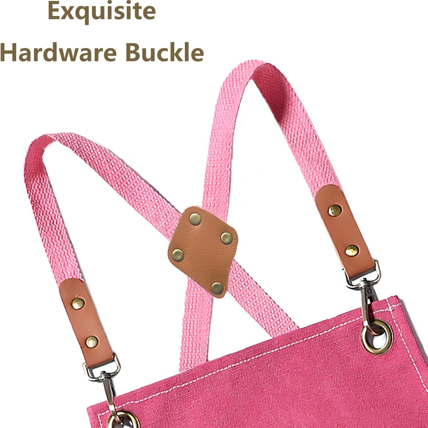 AFUN Chef Aprons for Men Women with Large Pockets, Cotton Canvas Cross Back Heavy Duty Adjustable Work Apron, Size M to XXL (Pink)