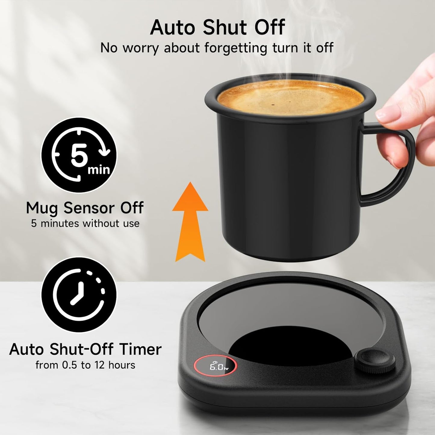 Coffee Mug Warmer for Desk, Electric Cup Heater for Tea Milk Beverages with Adjustable Temperature Display, Auto Shut Off Timer Mug Sensor, Candle Wax Heating Plate, Ideal Gift Accessory