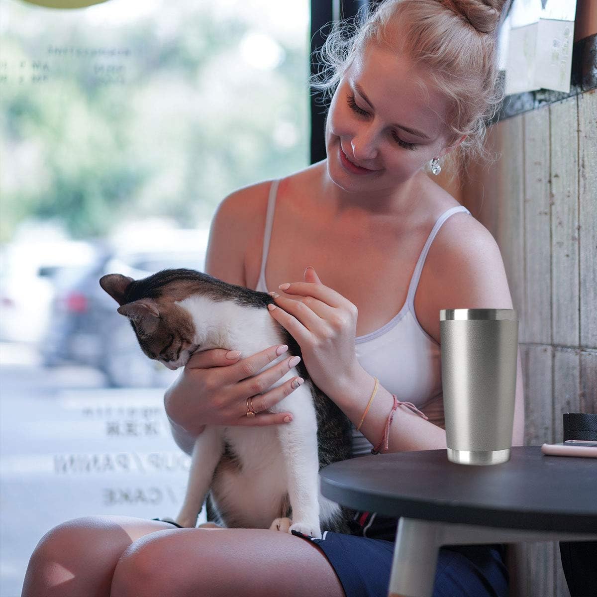 HASLE OUTFITTERS 20oz Tumblers Bulk Stainless Steel Cup with Lid Double Wall Vacuum Insulated Coffee Mug for Cold & Hot Drinks 1 Pack, Grey