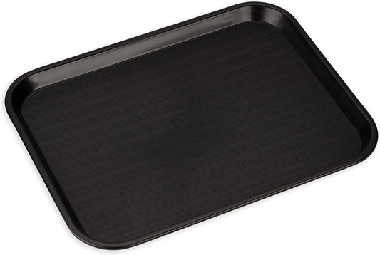 Carlisle FoodService Products Fast Food Cafeteria Tray 14" x 18", Durable Polypropylene with Slip-Resistant Surface, Stackable for Cafes and Schools, BPA-Free, Black