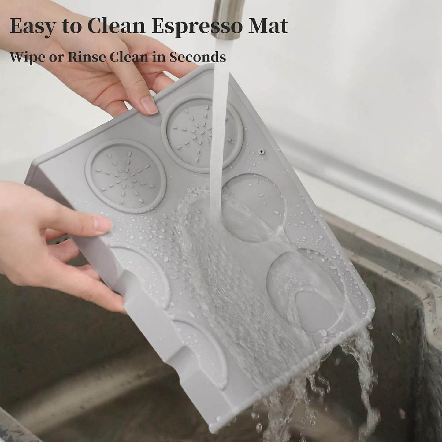 Espresso Tamping Mat Silicone Coffee Tamper Mat with Corner Design, Heat Resistant Non-Slip Coffee Station Pad (Black, Large)