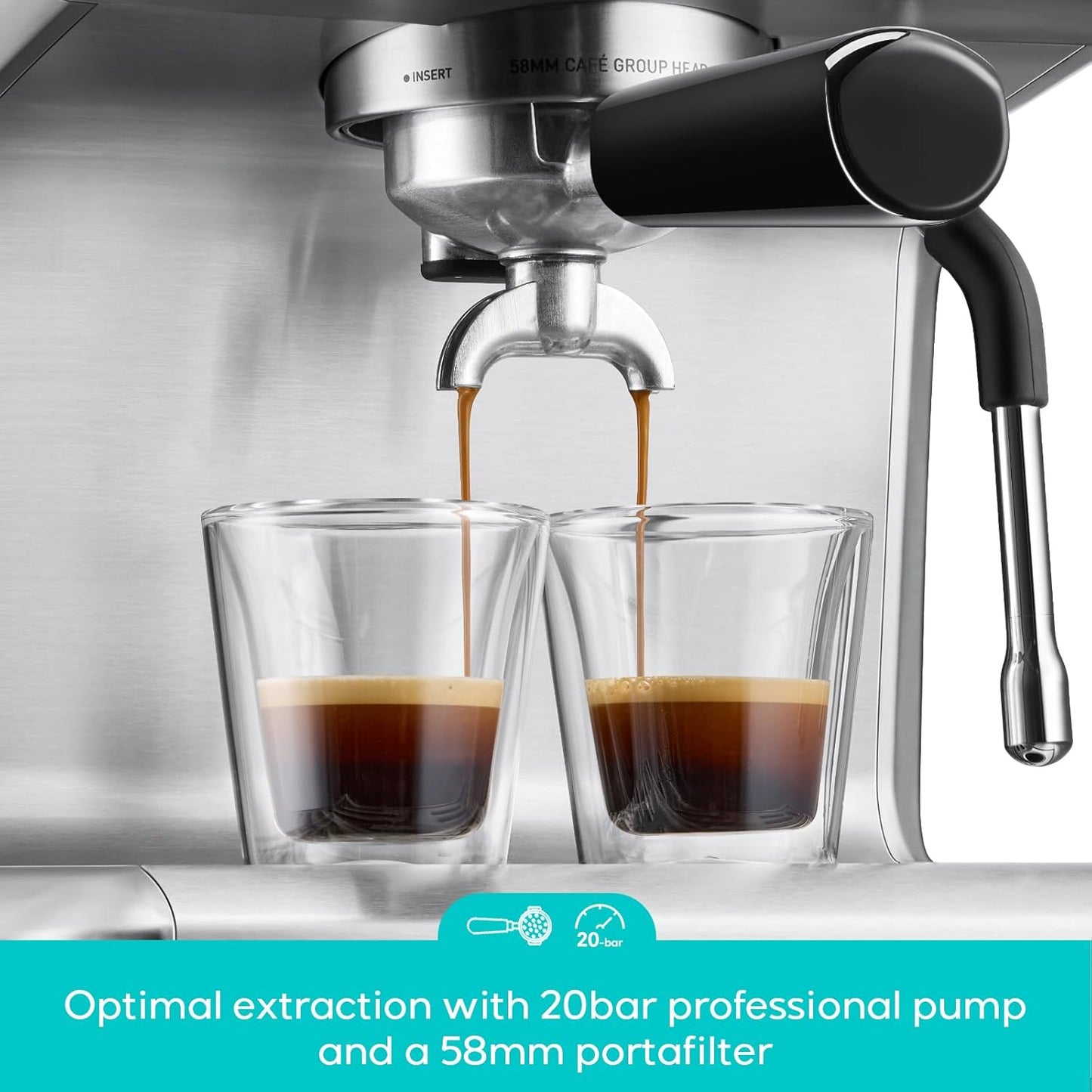 CASABREWS Ultra Espresso Machine with LCD Display, Powerful Milk Frother and Customizable Brewing Temperature, Provides Barista-Level Lattes and Cappuccinos