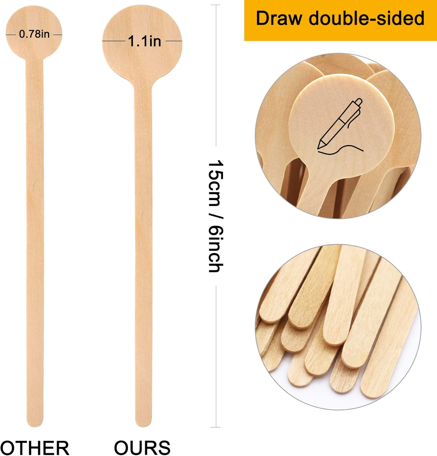6 In 100Pcs Round Ends Coffee Stirrers, Disposable Eco-Friendly Biodegradable Cafe Grade Coffee Stir Sticks (100pcs)