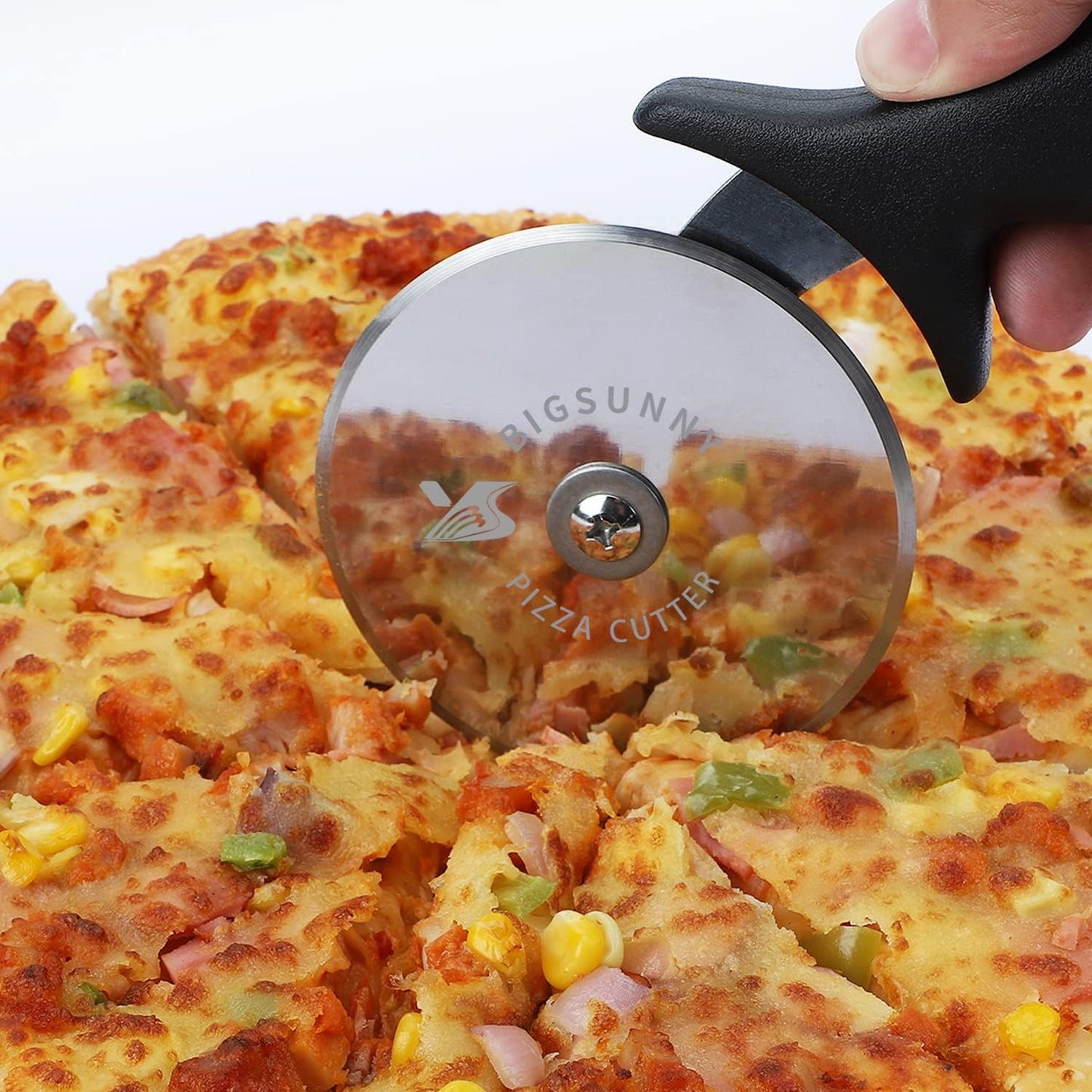 MSY BIGSUNNY Pro Pizza Cutter, Stainless Steel Pizza Cutter Wheel, with Super Sharp Pizza Slicer Dia 4-inch(10cm), Dishwasher Safe