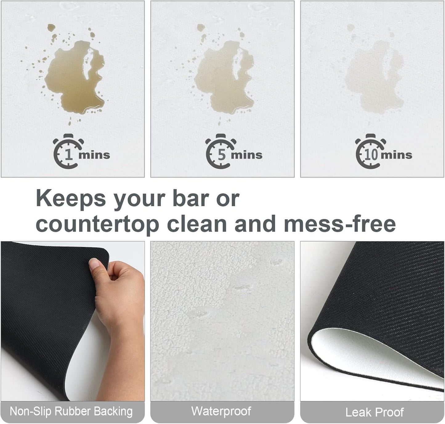 ZLR Coffee Mat - 16" x 20" Large Kitchen Hide Stain Absorbent Dish Drying Mat for Countertop - Easy to Clean Coffee Bar Mat for Espresso Machine and Spill Protection - Milk White