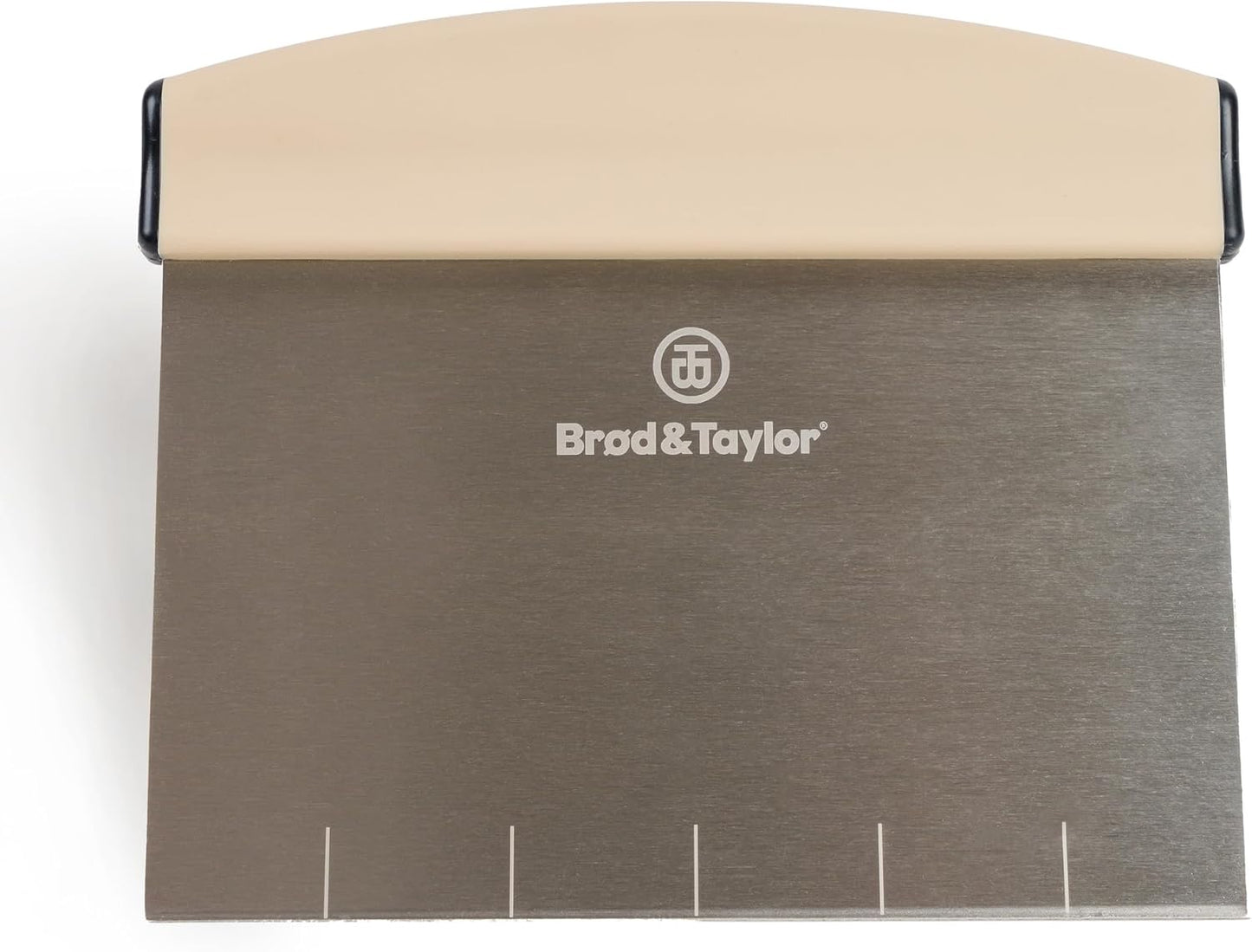 Brod & Taylor Bench Knife with 1" Markings and Non-Slip Rubber Handle, Dough Cutter for Home-Kitchen Baking (6" x 5.25" Surface), 100% Dishwasher Safe
