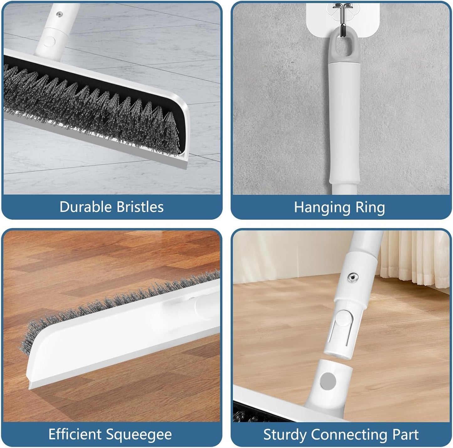 SetSail Floor Scrub Brush with 48-Inch Long Adjustable Handle 2 in 1 Scrape Brush Stiff Bristle Floor Scrubber for Cleaning Shower Bathroom Garage Kitchen Wall Deck Tub Tile