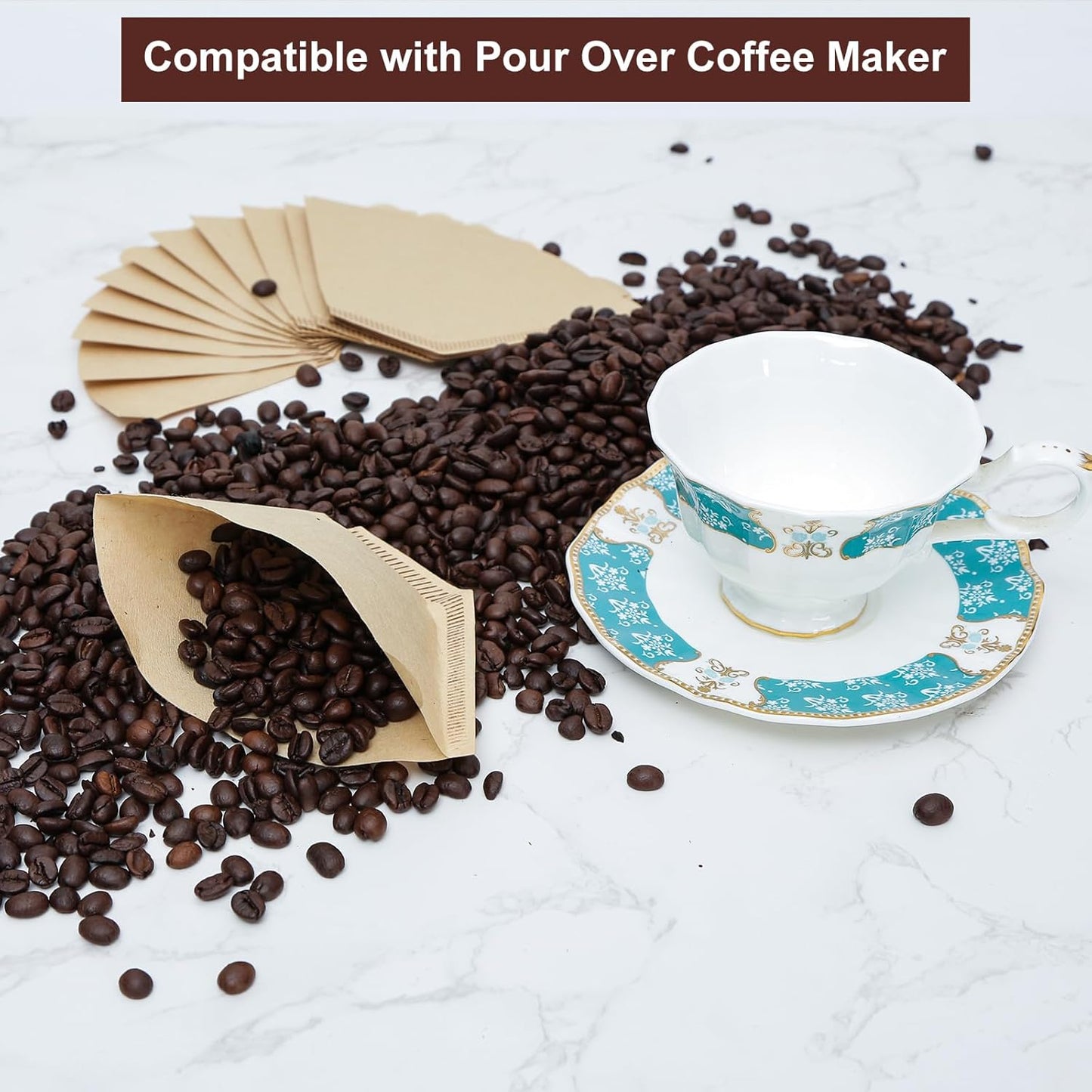 Coffee Filters 4 Cone Paper, 200 Count Unbleached-Disposable Pour Over Coffee Filter for Drip Coffee Maker, Coffee Paper Filters 8-12 Cup, Cone Coffee Filters 04