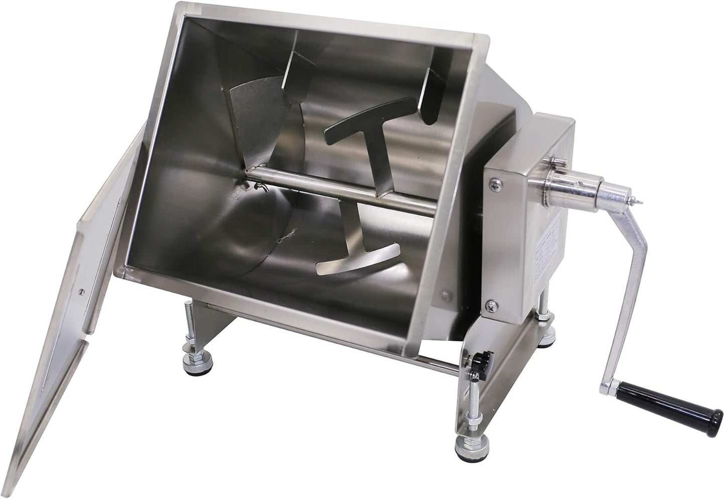 CMI Commercial Stainless Steel Manual Meat Mixers with lid,20Lb/10L Tank,(Mixing Maximum 15-Pound for Meat),Sausage Mixer Machine Meat Processing Equipment (15Lb/10L-Fixed Tank(Gear))