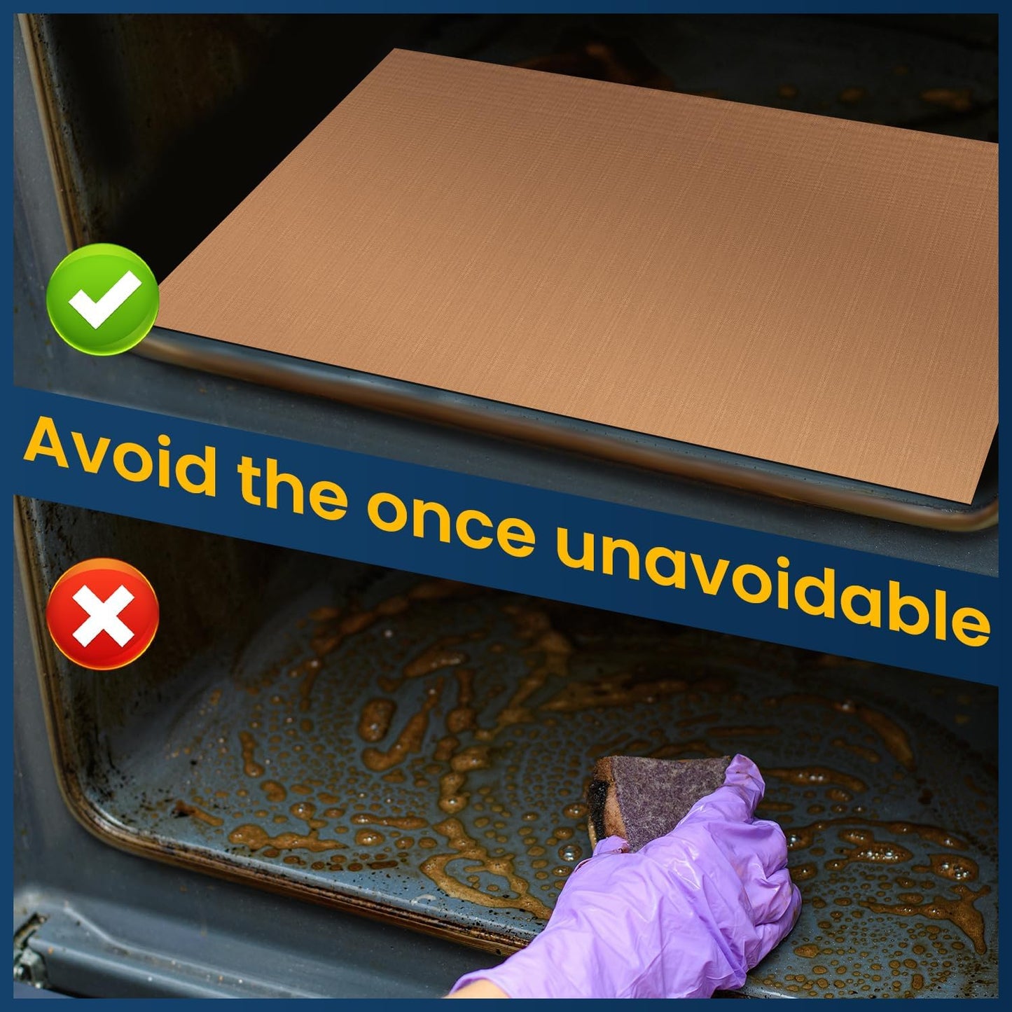 Oven Liners for Bottom of Oven-23.6"x 15.7" Non-Stick Electric Oven Cover for Stovetop,Toaster Oven Drip Liner, Heat Resistant Grill Baking Mat- BPA & PFOA Free Kitchen Accessory to Keep Oven Clean