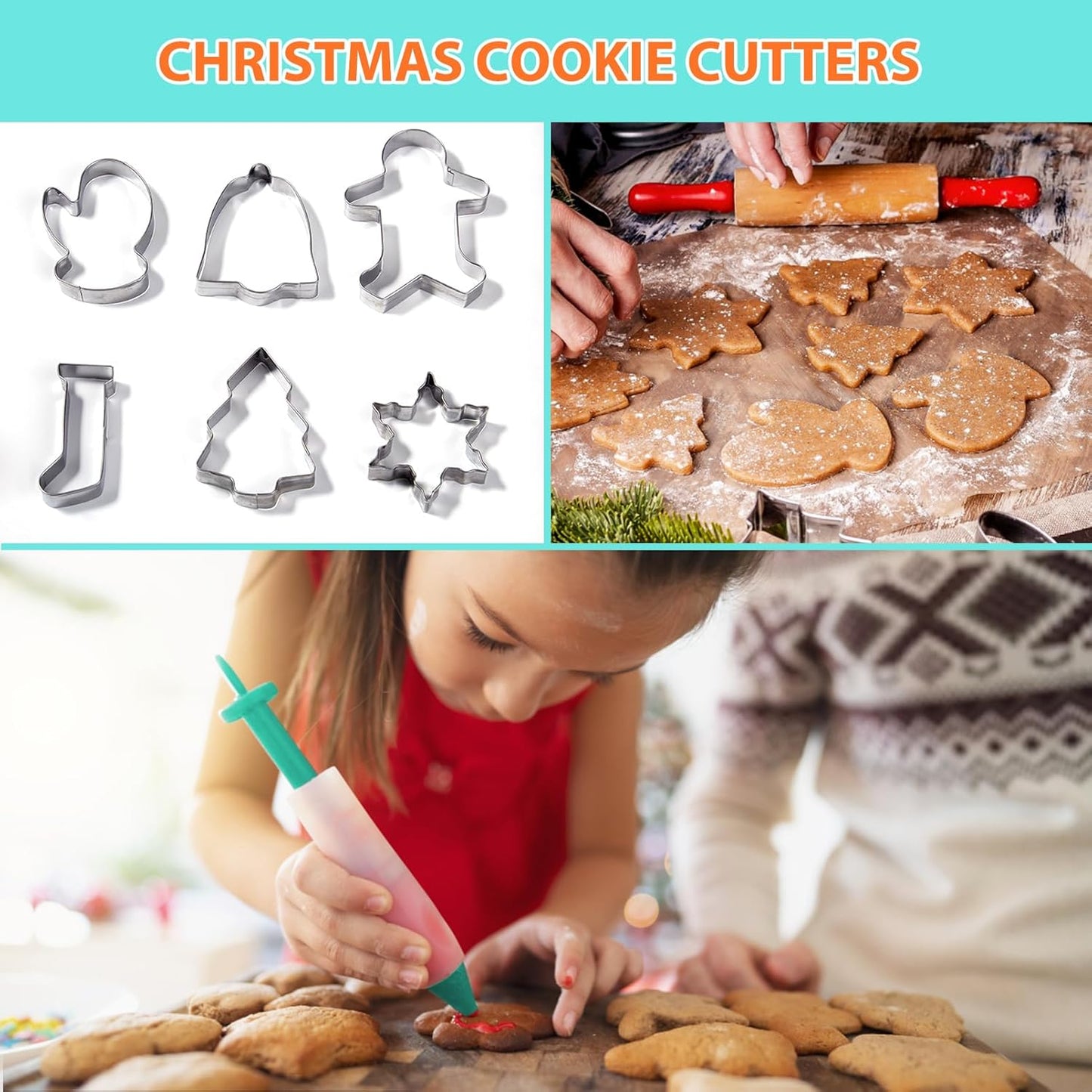 Cake Decorating Supplies Tools Kit: 358 pcs Baking Accessories with Storage Case - Piping Bags and Icing Tips Set - Puffs Christmas Cookie Cutters Cupcake Set for Beginners or Professional, Mint Green