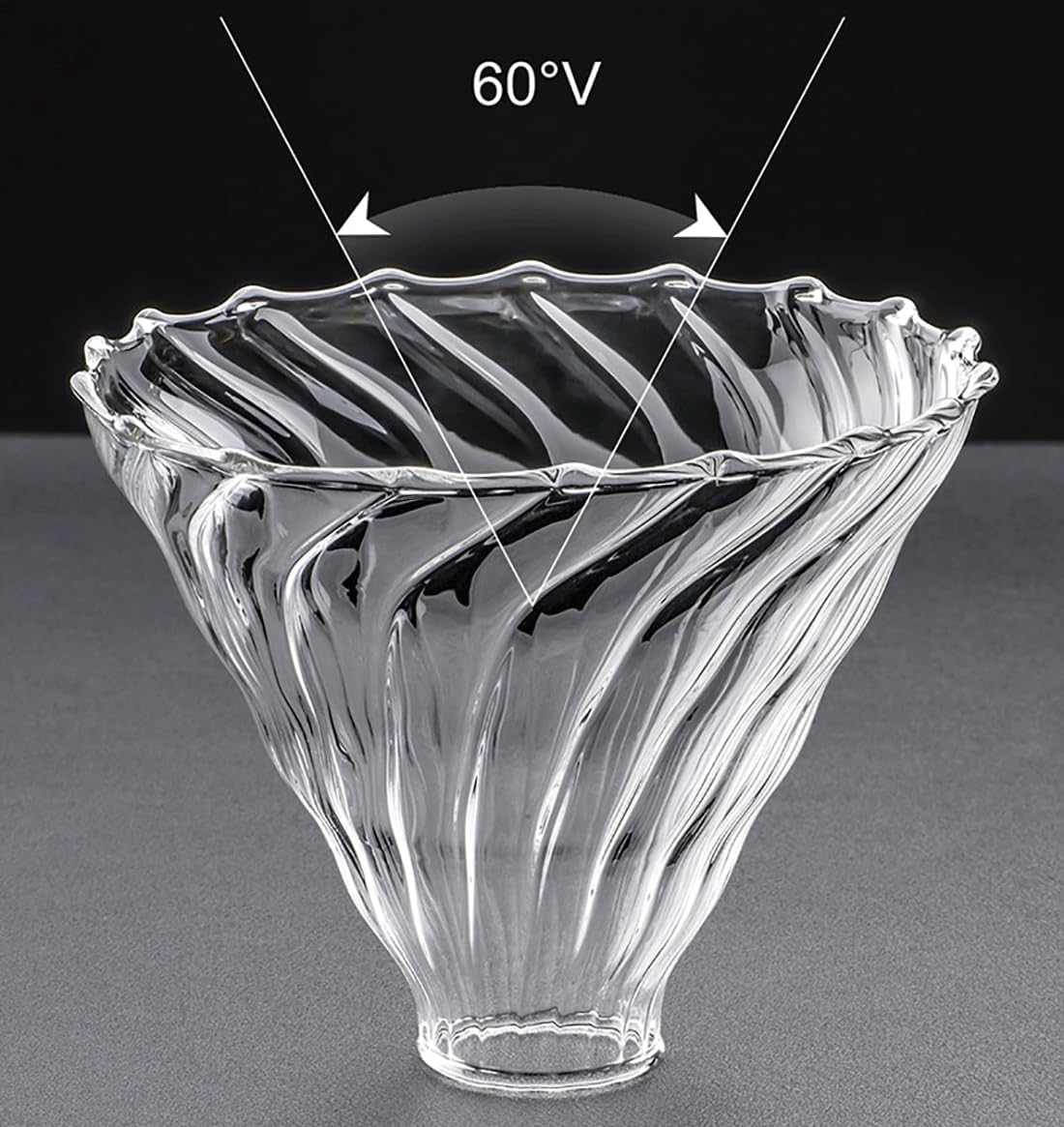 Glass Coffee Dripper/Filter - Glass Pour Over Coffee Cone with Bamboo Stand, Drip Coffee Maker Funnel Accessories for Home or Office, 1-5 Cups